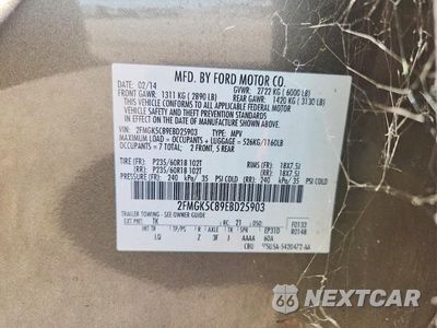 Zdjęcie 13 z 13 samochodu: 2014 FORD FLEX SEL VIN:2FMGK5C89EBD25903 - miniatura