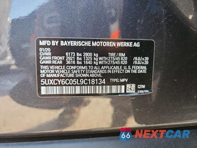 Zdjęcie 12 z 12 samochodu: 2020 BMW X6 XDRIVE40I VIN:5UXCY6C05L9C18134 - miniatura