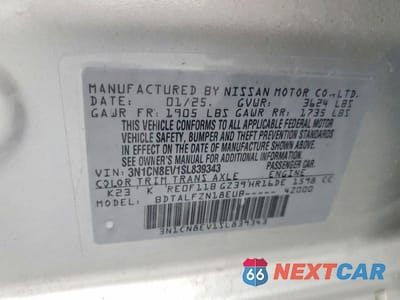 Zdjęcie 12 z 12 samochodu: 2025 NISSAN VERSA SV VIN:3N1CN8EV1SL839343 - miniatura