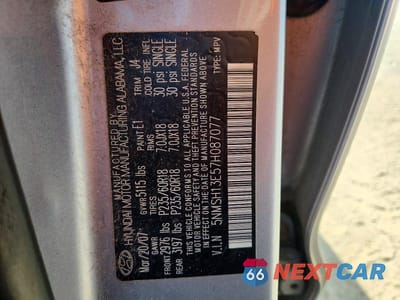Zdjęcie 13 z 13 samochodu: 2007 HYUNDAI SANTA FE SE VIN:5NMSH13E57H087077 - miniatura