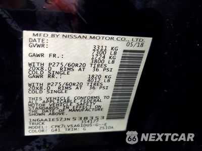 Zdjęcie 12 z 12 samochodu: 2018 NISSAN TITAN SL VIN:1N6AA1E57JN538353 - miniatura