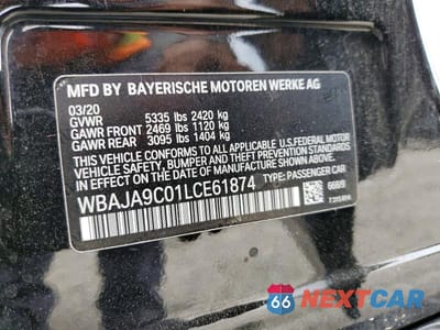Zdjęcie 12 z 12 samochodu: 2020 BMW 530E VIN:WBAJA9C01LCE61874 - miniatura