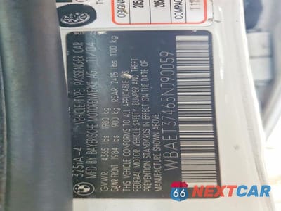 Zdjęcie 12 z 12 samochodu: 2005 BMW 325 I VIN:WBAET37465NJ90059 - miniatura