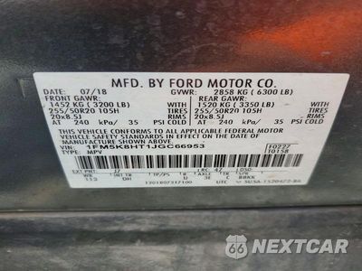 Zdjęcie 13 z 13 samochodu: 2018 FORD EXPLORER PLATINUM VIN:1FM5K8HT1JGC66953 - miniatura