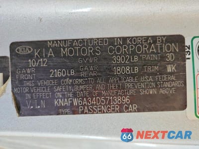 Zdjęcie 12 z 12 samochodu: 2013 KIA FORTE SX VIN:KNAFW6A34D5713896 - miniatura