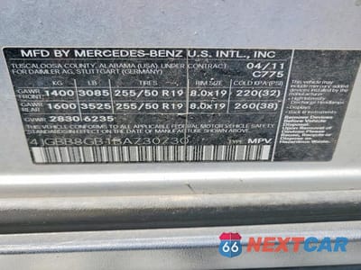 Zdjęcie 13 z 13 samochodu: 2011 MERCEDES-BENZ ML 350 4MATIC VIN:4JGBB8GB1BA730730 - miniatura