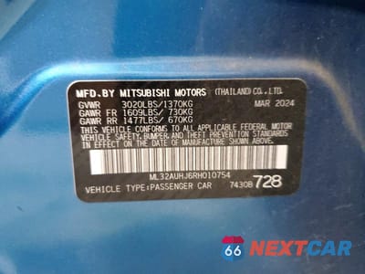 Zdjęcie 12 z 12 samochodu: 2024 MITSUBISHI MIRAGE ES VIN:ML32AUHJ6RH010754 - miniatura