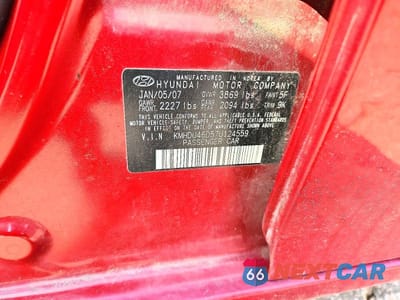 Zdjęcie 12 z 12 samochodu: 2007 HYUNDAI ELANTRA GLS VIN:KMHDU46D57U124559 - miniatura