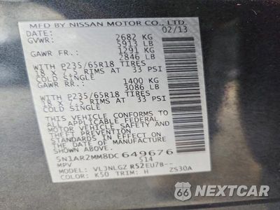 Zdjęcie 13 z 13 samochodu: 2013 NISSAN PATHFINDER S/SL/SV VIN:5N1AR2MM8DC649676 - miniatura
