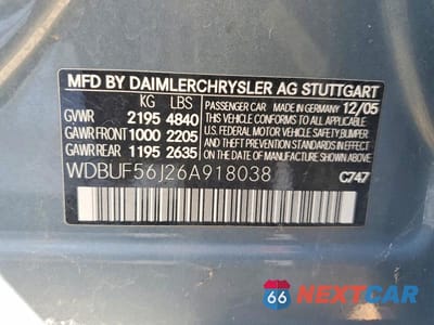 Zdjęcie 12 z 12 samochodu: 2006 MERCEDES-BENZ E 350 VIN:WDBUF56J26A918038 - miniatura