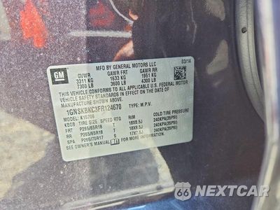 Zdjęcie 13 z 13 samochodu: 2015 CHEVROLET TAHOE K1500 LT VIN:1GNSKBKC3FR124670 - miniatura