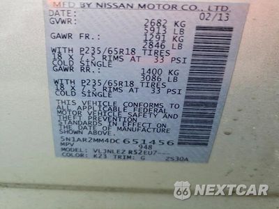 Zdjęcie 13 z 13 samochodu: 2013 NISSAN PATHFINDER S VIN:5N1AR2MM4DC651456 - miniatura