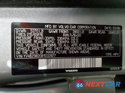 Zdjęcie 13 z 13 samochodu: 2008 VOLVO XC70 VIN:YV4BZ982081032877 - miniatura