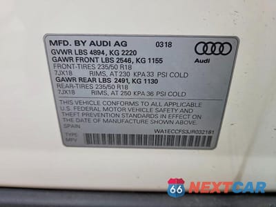 Zdjęcie 14 z 14 samochodu: 2018 AUDI Q3 PREMIUM VIN:WA1ECCFS3JR032181 - miniatura