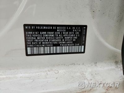 Zdjęcie 12 z 12 samochodu: 2018 VOLKSWAGEN GOLF S VIN:3VWG17AU3JM279820 - miniatura