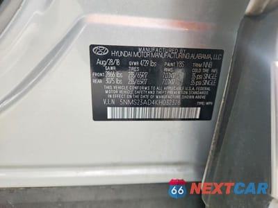Zdjęcie 14 z 14 samochodu: 2019 HYUNDAI SANTA FE SE VIN:5NMS23AD4KH032328 - miniatura