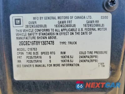 Zdjęcie 12 z 12 samochodu: 2000 CHEVROLET SILVERADO C1500 VIN:2GCEC19T8Y1307478 - miniatura
