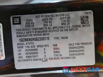 Zdjęcie 12 z 12 samochodu: 2016 CHEVROLET SILVERADO K1500 VIN:1GCNKNEH5GZ330119 - miniatura