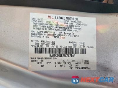 Zdjęcie 12 z 12 samochodu: 2010 FORD FOCUS VIN:1FAHP3FN8AW292164 - miniatura
