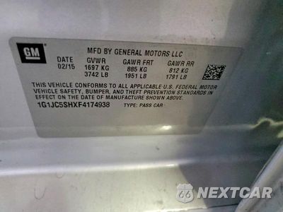Zdjęcie 12 z 12 samochodu: 2015 CHEVROLET SONIC LT VIN:1G1JC5SHXF4174938 - miniatura