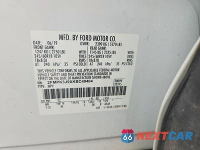 Zdjęcie 12 z 12 samochodu: 2019 FORD EDGE SEL VIN:2FMPK3J9XKBC40404 - miniatura