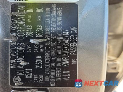 Zdjęcie 12 z 12 samochodu: 2011 KIA FORTE EX VIN:KNAFU4A2XB5457147 - miniatura
