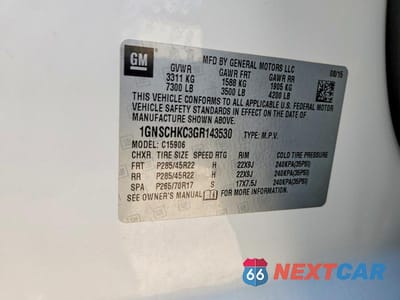 Zdjęcie 14 z 14 samochodu: 2016 CHEVROLET SUBURBAN C1500 LT VIN:1GNSCHKC3GR143530 - miniatura