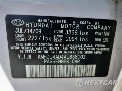 Zdjęcie 13 z 13 samochodu: 2010 HYUNDAI ELANTRA VIN:KMHDU4AD4AU838102 - miniatura
