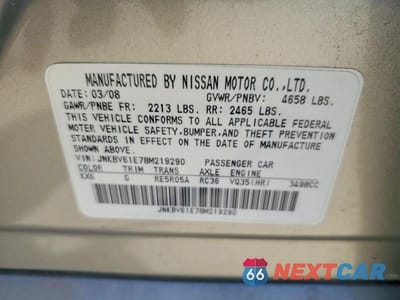 Zdjęcie 12 z 12 samochodu: 2008 INFINITI G35 BASE VIN:JNKBV61E78M219290 - miniatura