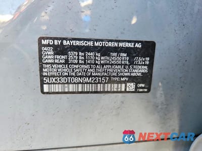Zdjęcie 14 z 14 samochodu: 2022 BMW X4 XDRIVE30I VIN:5UX33DT08N9M23157 - miniatura