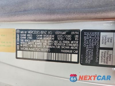 Zdjęcie 12 z 12 samochodu: 1995 MERCEDES-BENZ E 320 VIN:WDBEA66E7SC185995 - miniatura