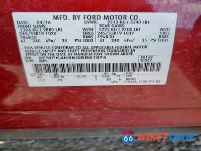Zdjęcie 13 z 13 samochodu: 2016 FORD EDGE TITANIUM VIN:2FMPK4K98GBB61874 - miniatura