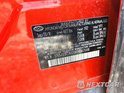 Zdjęcie 13 z 13 samochodu: 2019 HYUNDAI SANTA FE SEL PLUS 2.4L VIN:5NMS3CAD5KH042508 - miniatura
