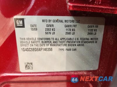 Zdjęcie 12 z 12 samochodu: 2010 BUICK LACROSSE CXL VIN:1G4GC5EG6AF146356 - miniatura