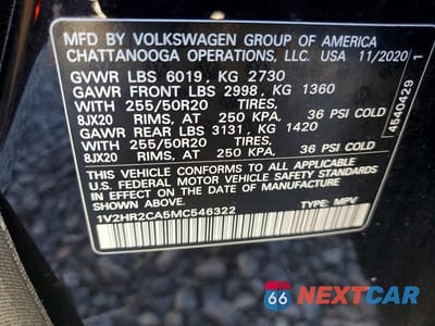 Zdjęcie 13 z 13 samochodu: 2021 VOLKSWAGEN ATLAS SE VIN:1V2HR2CA5MC546322 - miniatura