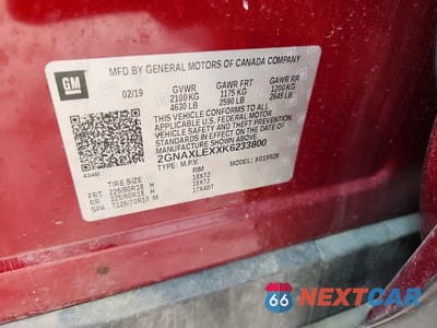 Zdjęcie 12 z 12 samochodu: 2019 CHEVROLET EQUINOX LT VIN:2GNAXLEXXK6233800 - miniatura