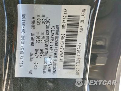Zdjęcie 12 z 12 samochodu: 2021 MAZDA 3 SELECT VIN:JM1BPABL5M1337068 - miniatura