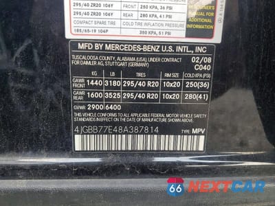 Zdjęcie 15 z 15 samochodu: 2008 MERCEDES-BENZ ML 63 AMG VIN:4JGBB77E48A387814 - miniatura