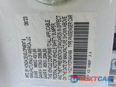 Zdjęcie 12 z 12 samochodu: 2023 HONDA ACCORD EX VIN:1HGCY1F37PA041499 - miniatura