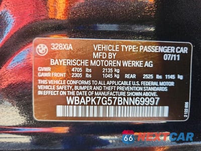 Zdjęcie 13 z 13 samochodu: 2011 BMW 328 XI VIN:WBAPK7G57BNN69997 - miniatura