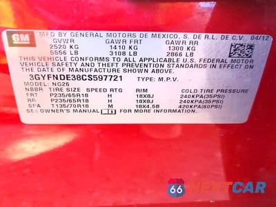 Zdjęcie 14 z 14 samochodu: 2012 CADILLAC SRX LUXURY COLLECTION VIN:3GYFNDE38CS597721 - miniatura