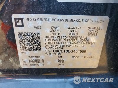 Zdjęcie 12 z 12 samochodu: 2020 GMC SIERRA K1500 ELEVATION VIN:3GTU9CET3LG454559 - miniatura