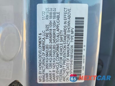 Zdjęcie 14 z 14 samochodu: 2022 HONDA PILOT TRAILSPORT VIN:5FNYF6H81NB102236 - miniatura
