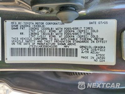 Zdjęcie 13 z 13 samochodu: 2005 TOYOTA 4RUNNER SR5 VIN:JTEZU14R358040295 - miniatura