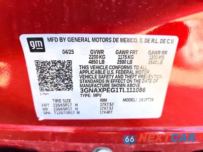 Zdjęcie 13 z 13 samochodu: 2026 CHEVROLET EQUINOX LT VIN:3GNAXPEG1TL111086 - miniatura