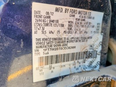 Zdjęcie 12 z 12 samochodu: 2012 FORD F250 SUPER DUTY VIN:1FT7W2BT0CEC82986 - miniatura