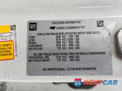 Zdjęcie 13 z 13 samochodu: 2022 CHEVROLET TAHOE C1500 VIN:1GNSCLED6NR247787 - miniatura