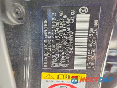 Zdjęcie 12 z 12 samochodu: 2019 LEXUS ES 350 VIN:58ABZ1B18KU016425 - miniatura