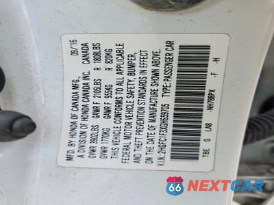 Zdjęcie 13 z 13 samochodu: 2016 HONDA CIVIC EX VIN:2HGFC1F3XGH659705 - miniatura