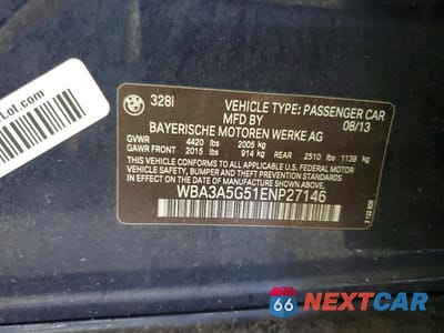 Zdjęcie 12 z 12 samochodu: 2014 BMW 328 I VIN:WBA3A5G51ENP27146 - miniatura